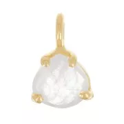 10x7mm 925 Silver faceted pendant with claw setting - GOLD tone - Moonstone x1