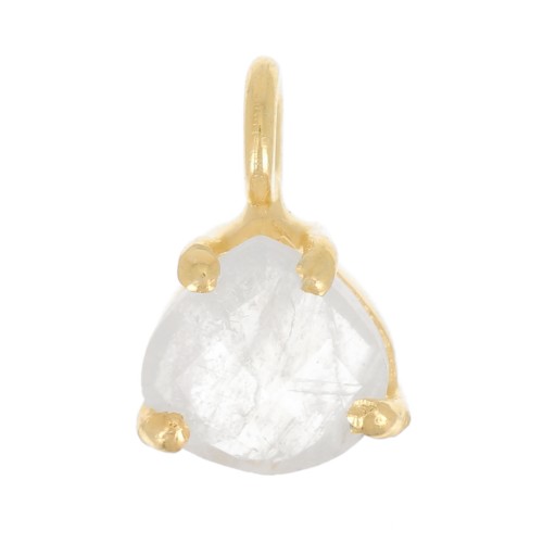 10x7mm 925 Silver faceted pendant with claw setting - GOLD tone - Moonstone x1