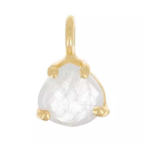 10x7mm 925 Silver faceted pendant with claw setting - GOLD tone - Moonstone x1