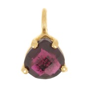 10x7mm 925 Silver faceted pendant with claw setting - GOLD tone - Garnet x1|raw }}
