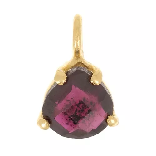 10x7mm 925 Silver faceted pendant with claw setting - GOLD tone - Garnet x1