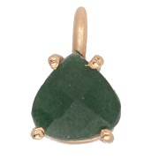 Faceted Triangle Pendant, Prong Setting, 10x7mm - 925 Sterling Silver, Fine gold plated with Fine gold - Aventurine