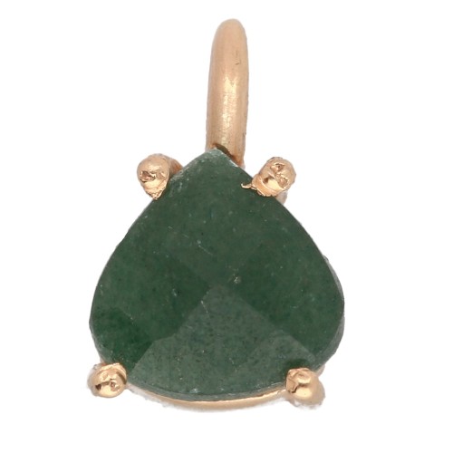 Faceted Triangle Pendant, Prong Setting, 10x7mm - 925 Sterling Silver, Fine gold plated with Fine gold - Aventurine