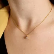 Faceted Triangle Pendant, Prong Setting, 10x7mm - 925 Sterling Silver, Fine gold plated with Fine gold - Aventurine
