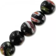 Millefiori rounds 8mm black x10