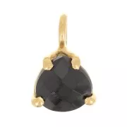 10x7mm 925 Silver faceted pendant with claw setting - GOLD tone - Black Onyx x1