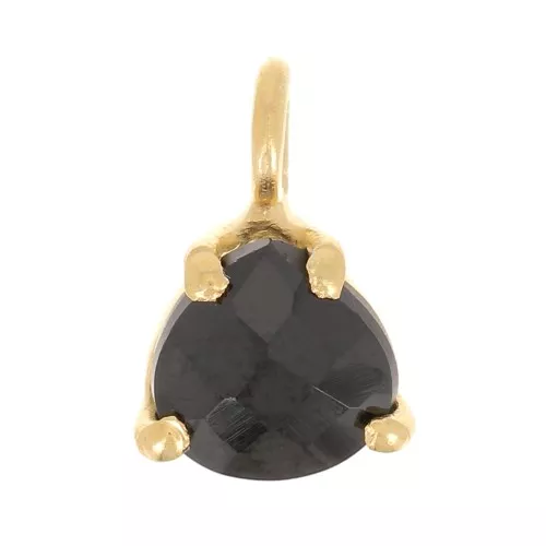 10x7mm 925 Silver faceted pendant with claw setting - GOLD tone - Black Onyx x1
