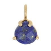 10x7mm 925 Silver faceted pendant with claw setting - GOLD tone - Lapis lazuli x1