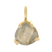 10x7mm 925 Silver faceted pendant with claw setting - GOLD tone - Labradorite x1