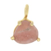 10x7mm 925 Silver faceted pendant with claw setting - GOLD tone - Rhodochrosite x1|raw }}