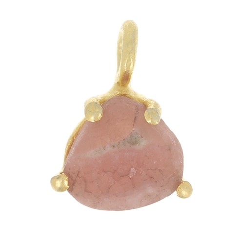 10x7mm 925 Silver faceted pendant with claw setting - GOLD tone - Rhodochrosite x1