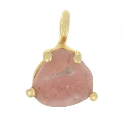 10x7mm 925 Silver faceted pendant with claw setting - GOLD tone - Rhodochrosite x1