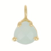 10x7mm 925 Silver faceted pendant with claw setting - GOLD tone - Amazonite x1