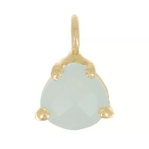 10x7mm 925 Silver faceted pendant with claw setting - GOLD tone - Amazonite x1