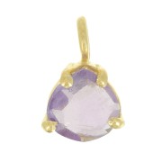 10x7mm 925 Silver faceted pendant with claw setting - GOLD tone - Amethyst x1