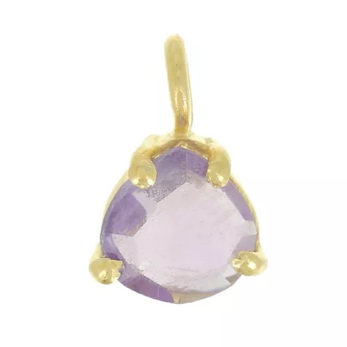 10x7mm 925 Silver faceted pendant with claw setting - GOLD tone - Amethyst x1