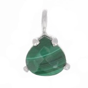 10x7mm 925 Silver faceted triangle Pendant with claw setting - Malachite x1|raw }}