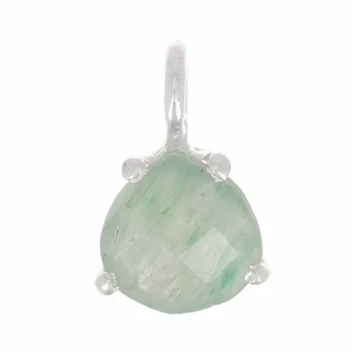 10x7mm 925 St. Silver faceted triangle Pendant with claw setting - Aventurine x1