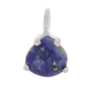 10x7mm 925 St. Silverfaceted triangle Pendant with claw setting - Lapis lazuli x1