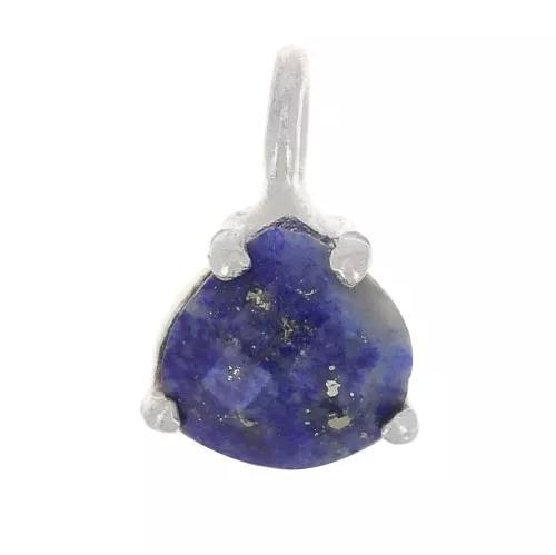 10x7mm 925 St. Silverfaceted triangle Pendant with claw setting - Lapis lazuli x1