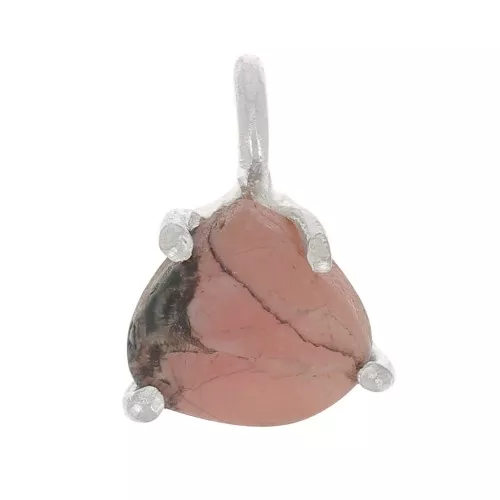 10x7mm 925 St. Silver faceted triangle Pendant with claw setting - Rhodonite x1