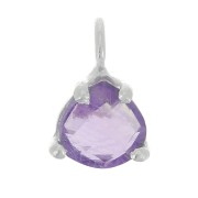 10x7mm 925 St. Silver faceted triangle Pendant with claw setting - Amethyst x1