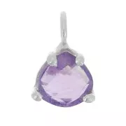 10x7mm 925 St. Silver faceted triangle Pendant with claw setting - Amethyst x1
