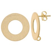 20mm Brushed effect hollow circle earstuds with open ring - Gold Tone x2|raw }}