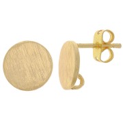 10mm Brushed effect round earstuds with open ring - Gold Tone x2|raw }}