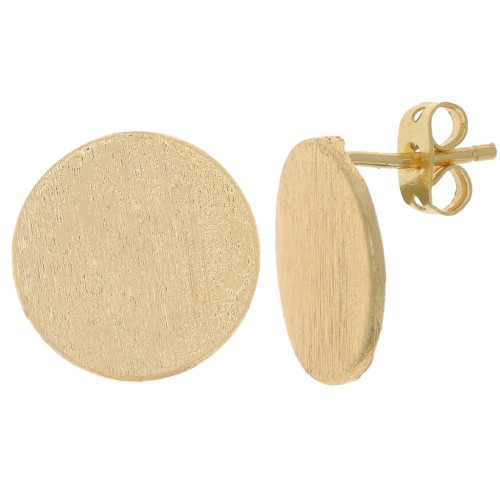15mm Brushed effect round earstuds with open ring - Gold Tone x2