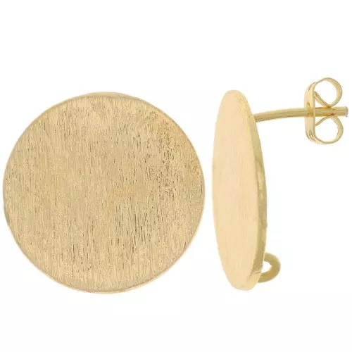 21mm Brushed effect round earstuds with open ring - Gold Tone x2