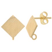 13mm Brushed Effect Rhombus Earstuds with Open ring - Gold Tone x2|raw }}