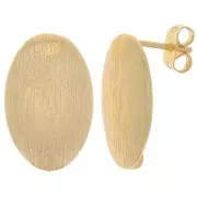 20x13mm Brushed effect oval earstuds with open ring - Gold Tone x2