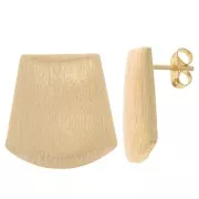 20mm Brushed effect trapeze earstuds with open ring - Gold Tone x2