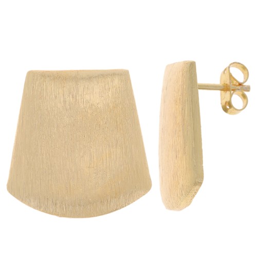 20mm Brushed effect trapeze earstuds with open ring - Gold Tone x2