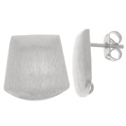 15mm Brushed effect trapeze earstuds with open ring - Silver Tone x2|raw }}