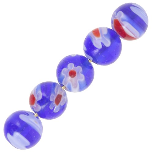 Millefiori rounds 6mm navy blue x15