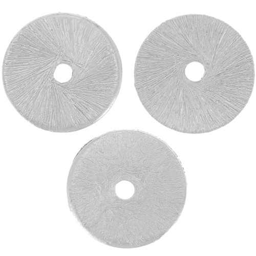 12x0.8mm Heishi rondelle beads brushed effect Silver x5g approx 6pcs