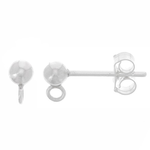 3mm 925 Sterling Silver Ball studs with closed ring x20