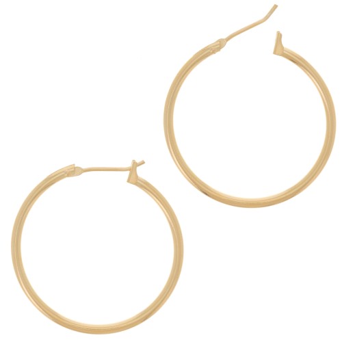 29mm Round hoop earrings - Fine Gold plated x2