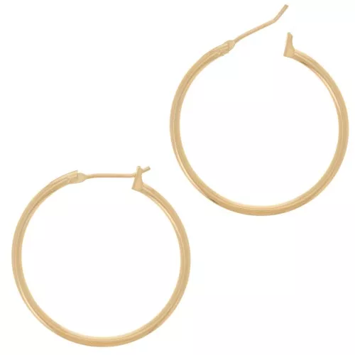 29mm Round hoop earrings - Fine Gold plated x2