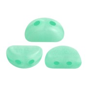 6x3mm Kos® Glass beads by Puca® - Green Aqua Opal AB Mat x10g