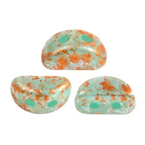 6x3mm Kos® Glass beads by Puca® - Blue Green Opal AB Tweedy x10g