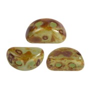 6x3mm Kos® Glass beads by Puca® - Green Aqua Opal AB Travertin x10g