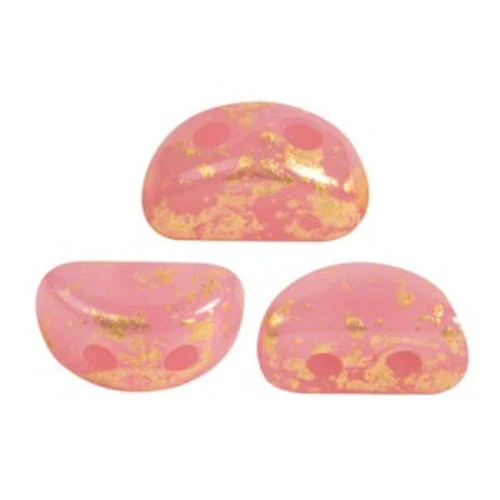 6x3mm Kos® Glass beads by Puca® - Light Rose Opal Gold Splash x10g