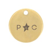 6mm Stainless steel 304 charms to be Customised with single logo - Gold Tone x100|raw }}