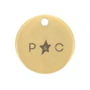 6mm Stainless steel 304 charms to be Customised with single logo - Gold Tone x100