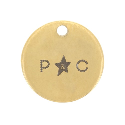 6mm Stainless steel 304 charms to be Customised with single logo - Gold Tone x100