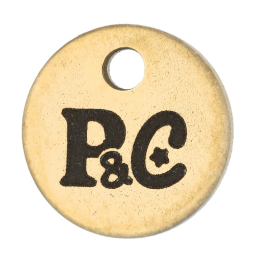6mm Stainless steel 304 charms to be Customised with single logo - Gold Tone x100