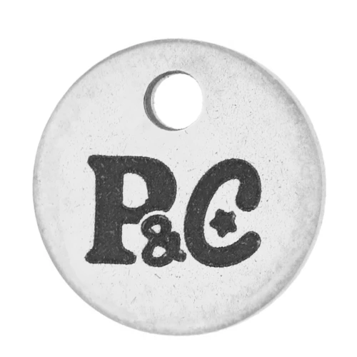 6mm Stainless steel 304 charms to be Customised with single logo - x100